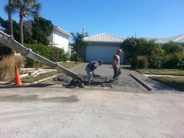 A recent concrete driveway installation job in the  area
